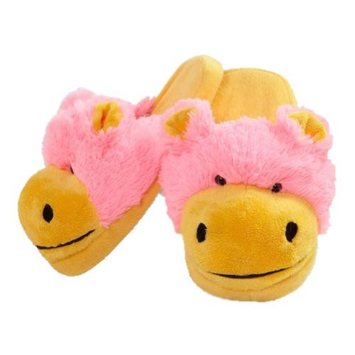 My Pillow Pets Neonz - Hippo Slippers -Yellow  and  Pink- - Medium