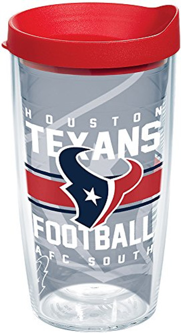 Tervis 1180632 NFL Houston Texans Gridiron Tumbler with Wrap and Red Lid 16oz, Clear Tervis 1180632 NFL Houston Texans Gridiron Tumbler with Wrap and Red Lid 16oz, Clear