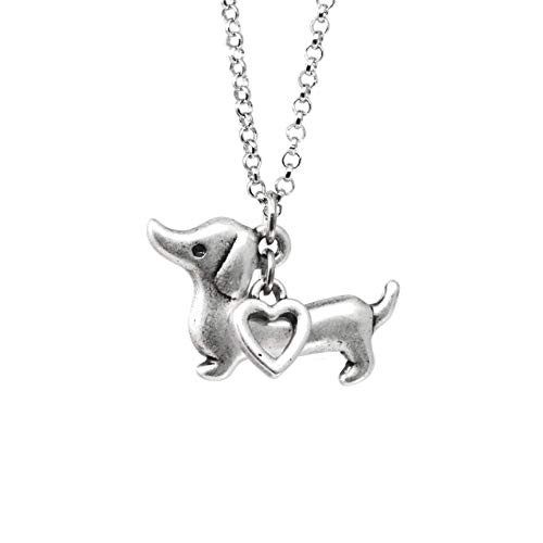 Dachshund Charm Necklace Wiener Dog Pet Lover Gift Silver Metal with Heart Pendant on a Chain Ladies I Love Hot Dog Datsun Short Hair Dachshund Charm Necklace Wiener Dog Pet Lover Gift Silver Metal with Heart Pendant on a Chain Ladies I Love Hot Dog Datsun Short Hair