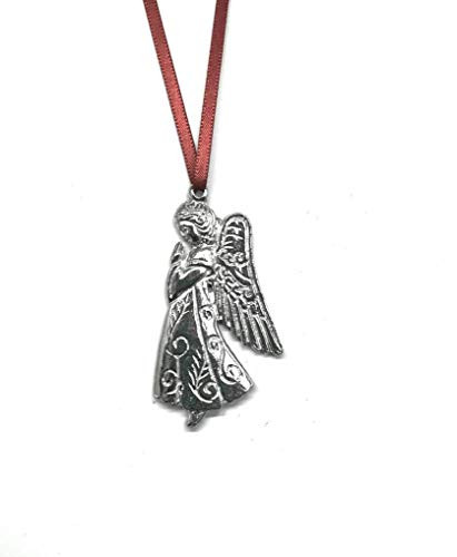 Handmade Praying Angel Guardian Memorial Remembrance Christmas Ornament Pewter
