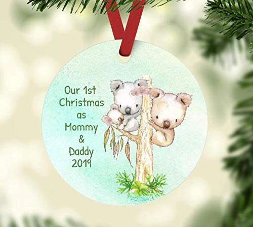 Our First Christmas as Mommy and Daddy 2019 Christmas Ornament - Koala Christmas Tree Ornament - Baby Girl Shower Present