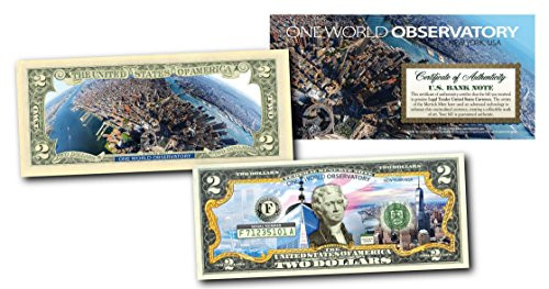 ONE WORLD OBSERVATORY Colorized 2 Bill U.S. Legal Tender WORLD TRADE CENTER WTC