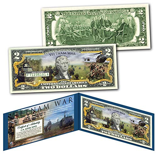 VIETNAM WAR Nam Conflict Vets Official Genuine Legal Tender 2 U.S. Bill w COA