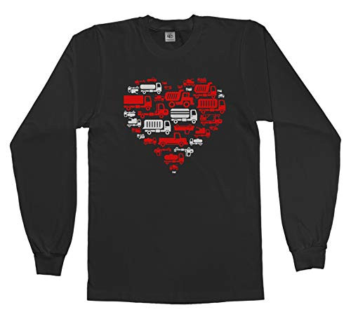 Threadrock Kids Heart of Trucks Youth Long Sleeve T-Shirt XS Black