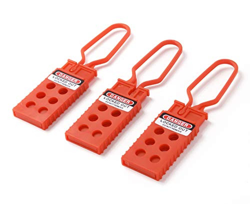 TRADESAFE Lock Out Tag Out Lock Hasp. 3 Pack Red Lockout Tagout Hasp. Non Conductive Plastic Nylon Padlock Hasp for Lock Out Devices. Loto Hasp for Lockout Safety Supply  Kits  and Stations