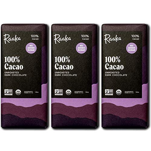 Raaka Chocolate 100 Percent Cacao Sugar-Free - Gourmet Bean-to-Bar Dark Chocolate - Organic Kosher Vegan Gluten-Free - Chocolate Lover s Gift - 1.8oz Bars 3-Pack Raaka Chocolate 100 Percent Cacao Sugar-Free - Gourmet Bean-to-Bar Dark Chocolate - Organic Kosher Vegan Gluten-Free - Chocolate Lover s Gift - 1.8oz Bars 3-Pack
