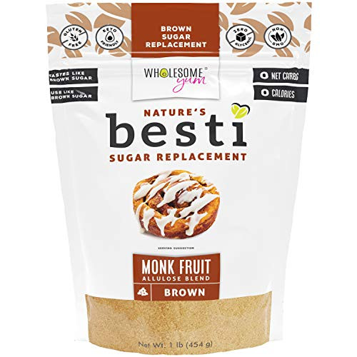 Wholesome Yum Besti 1 1 Natural Brown Sugar Replacement - Keto Brown Monk Fruit Sweetener With Allulose -16 oz   1 lb- - Non GMO  Zero Carb  Zero Calorie Brown Sugar Substitute