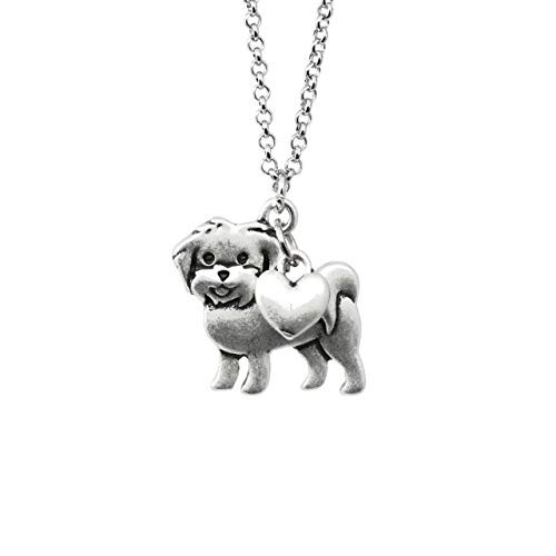 Maltese Charm Necklace Pet Dog Lover Gift Silver Metal with Heart Pendant on a Chain Ladies I Love White Short Hair Dogs Maltipoo Puppy Maltese Charm Necklace Pet Dog Lover Gift Silver Metal with Heart Pendant on a Chain Ladies I Love White Short Hair Dogs Maltipoo Puppy