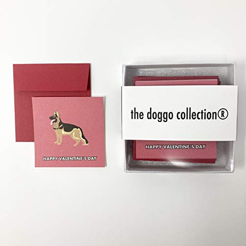 Doggo Valentine_s Day Cards for Kids  15 Cards with Envelopes - German Shepherd