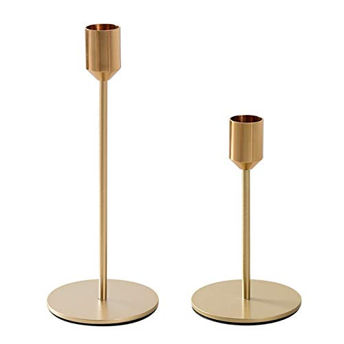 OIUT Candle Holders Gold Metal Candlestick Holders Table Decorative Modern Candle Holders for Tapered Candles  Candlestick Holder for Wedding  Dinning  Party -8x14cm-