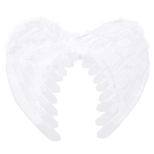 CHICTRY White Angel Wings Real Feather Fairy Costume for Christmas Halloween Masquerade Carnival Holiday Cosplay Costume Type H S