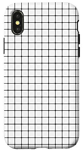 iPhone X XS Black and White Grid Lines Simple Pattern Case