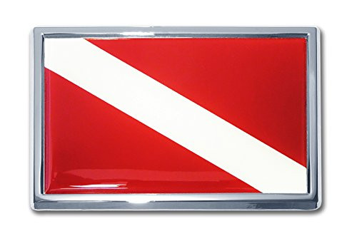 Elektroplate Large Scuba Dive Flag Chrome Auto Emblem
