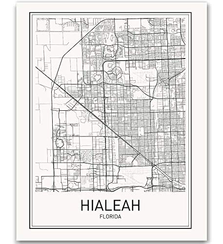 Hialeah Poster Map of Hialeah Map City Map Posters Modern Map Art City Prints Hialeah Art Minimal Print Hialeah Florida City Poster City Map Wall Art Minimalist Posters 8x10