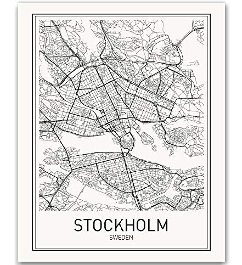Stockholm Map Sweden Poster Stockholm Poster Modern Map Art City Map Posters City Prints City Poster Sweden Art Scandinavian Art City Map Wall Art Minimalist Prints Sweden Map 8x10