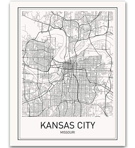 Kansas City Kansas City Map City Map Posters Kansas City Poster Missouri Art Missouri Map Kansas City Art Minimalist Poster Scandinavian Poster Black and White Map Wall Art Map Art 8x10