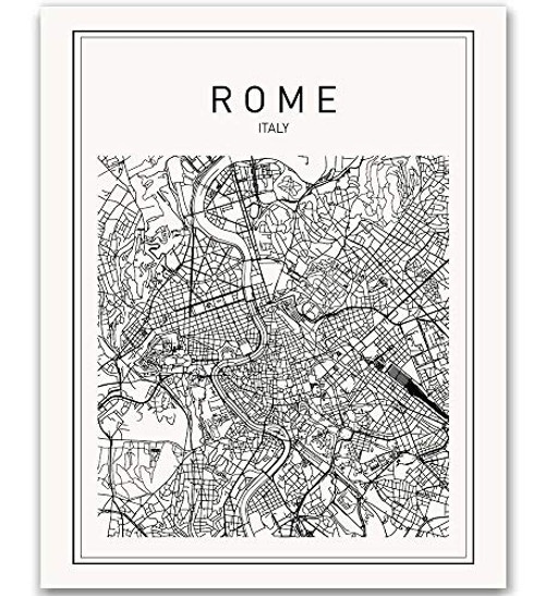 Rome Map Rome Print Map of Rome Italy Map Italy Wall Art Map Print Black Map Print Minimalist Map City Map Modern Map Wall Print Map Art Map Poster Modern Maps Black Print 8x10