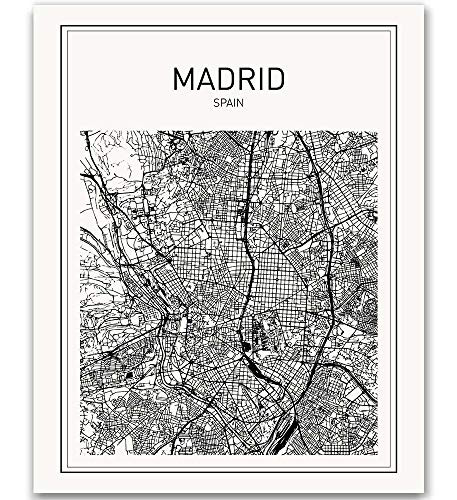 Madrid Map Madrid Poster Map of Madrid Spain Poster City Map Posters Modern Map Art Spain Wall Art Map Print Spain Map City Prints Black and White Map Wall Art 8x10