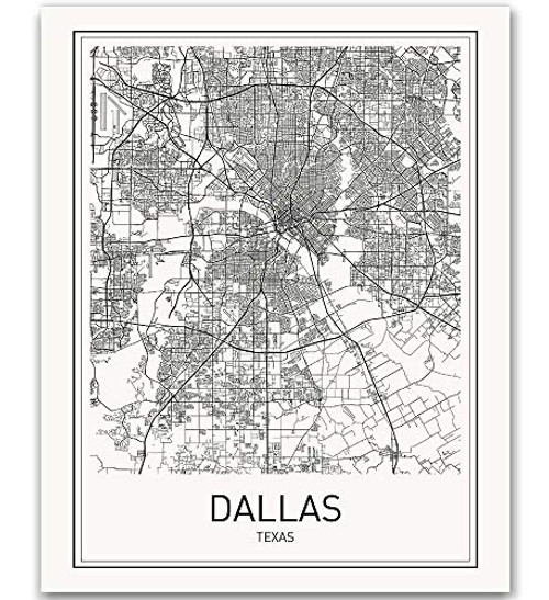 Dallas Map City Maps Dallas Map Print Map Print Map Art Print Texas Print Texas Map Texas State Modern Map Print Black White Map Wall Art Map Art Modern City Print 8x10