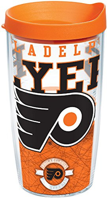 Tervis 1164783 NHL Philadelphia Flyers Core Tumbler with Wrap and Orange Lid 16oz, Clear Tervis 1164783 NHL Philadelphia Flyers Core Tumbler with Wrap and Orange Lid 16oz, Clear