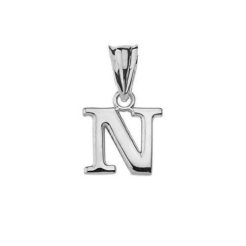 Fine Personalized Initial N Charm Pendant in Solid Sterling Silver