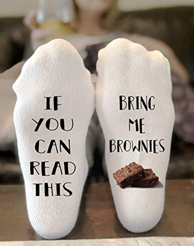 If You Can Read This Bring Me Brownies Novelty Funky Crew Socks Men Women Christmas Gifts Cotton Slipper Socks