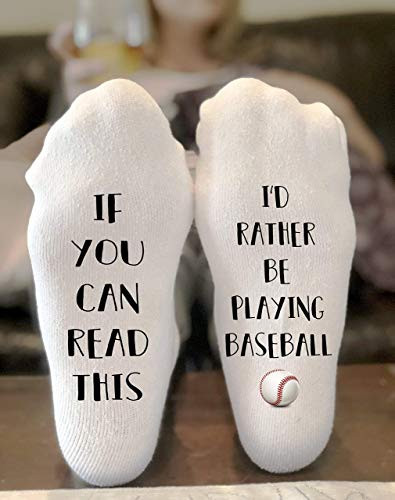 If You Can Read This I_d Rather Be Playing Baseball Socks Novelty Funky Crew Socks Men Women Christmas Gifts Cotton Slipper Socks