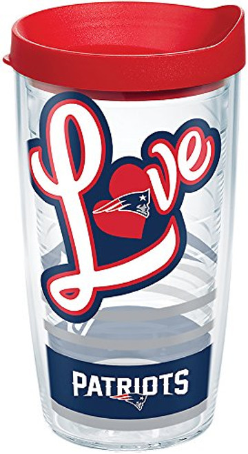 Tervis 1280618 NFL New England Patriots Love Tumbler with Wrap and Red Lid 16oz, Clear Tervis 1280618 NFL New England Patriots Love Tumbler with Wrap and Red Lid 16oz, Clear