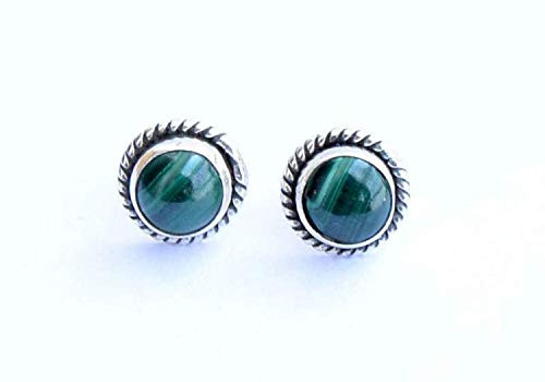 925 Sterling Silver Green Malachite Stud Post Earring Gemstone Earring 6 MM Round Girl Women Gift 925 Sterling Silver Green Malachite Stud Post Earring Gemstone Earring 6 MM Round Girl Women Gift