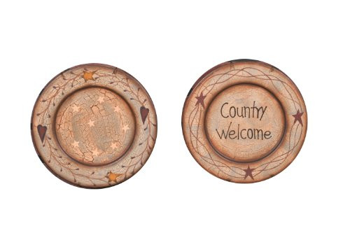 Your Heart's Delight Country Welcome Wood Star Heart Decor Plate, 9-1/2-Inch Your Heart's Delight Country Welcome Wood Star Heart Decor Plate, 9-1/2-Inch