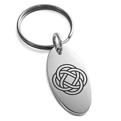 Tioneer Stainless Steel Celtic Eternity Knot Symbol Small Oval Charm Keychain Keyring Tioneer Stainless Steel Celtic Eternity Knot Symbol Small Oval Charm Keychain Keyring