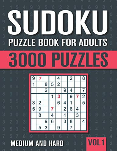 Sudoku Puzzle Book for Adults  3000 Medium to Hard Sudoku Puzzles with Solutions - Vol. 1