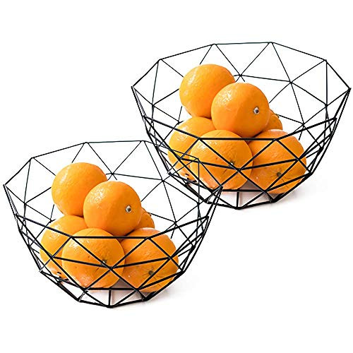 Kingrol Metal Wire Fruit Bowl 2 Pack Storage Baskets for Fruit Vegetables Bread Snacks Potpourris Kingrol Metal Wire Fruit Bowl 2 Pack Storage Baskets for Fruit Vegetables Bread Snacks Potpourris