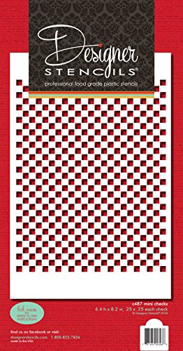 Designer Stencils C487 Mini Check Cake Stencil, Beige/semi-transparent