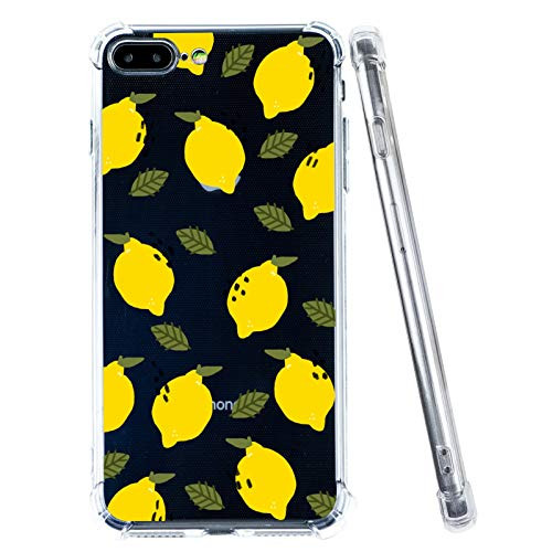 iPhone 8 Plus Case  iPhone 7 Plus Clear Case  Clear Lemon Fruit Pattern Design Soft Flexible TPU Bumper Shockproof Transparent Protective Fruits Cover Case for iPhone 7 Plus 8 Plus