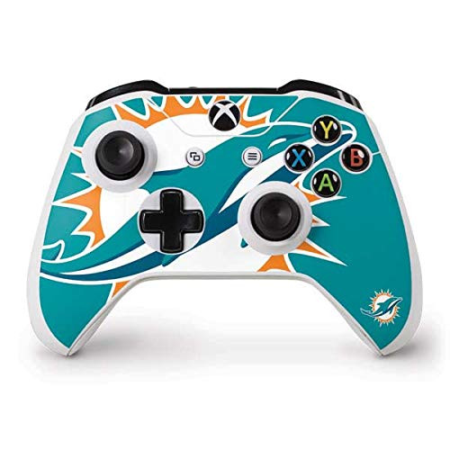 Skinit Decal Gaming Skin Compatible with Xbox One S Controller - Officially Licensed NFL Miami Dolphins Large Logo Design
