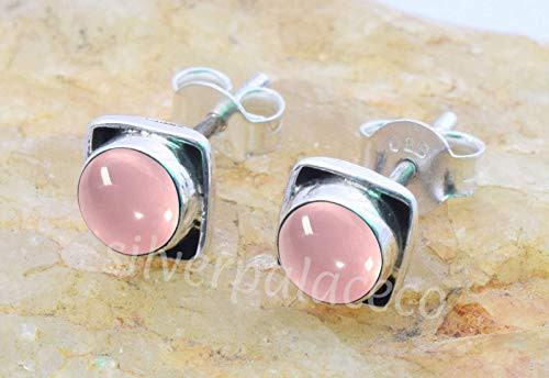 925 Sterling Silver Pink Rose Quartz Stud Earrings- Girl Women Rose Quartz Stone Gemstone Stud Post Earrings Jewellery 925 Sterling Silver Pink Rose Quartz Stud Earrings- Girl Women Rose Quartz Stone Gemstone Stud Post Earrings Jewellery