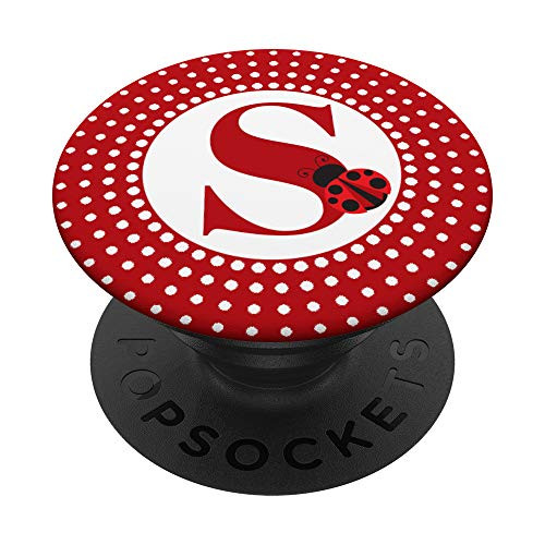 Ladybug Monogram Letter S PopSockets PopGrip  Swappable Grip for Phones  and  Tablets