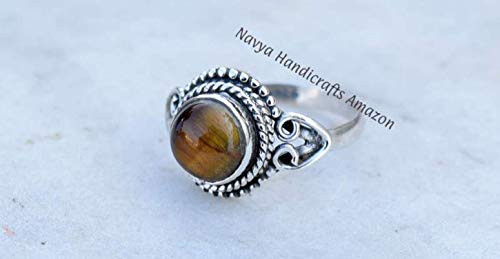 925 Sterling Silver Tiger Eye Ring Size US 6 - Tiger Eye Stone Gemstone Statement Ring Gift Jewellery For Girl Women 925 Sterling Silver Tiger Eye Ring Size US 6 - Tiger Eye Stone Gemstone Statement Ring Gift Jewellery For Girl Women