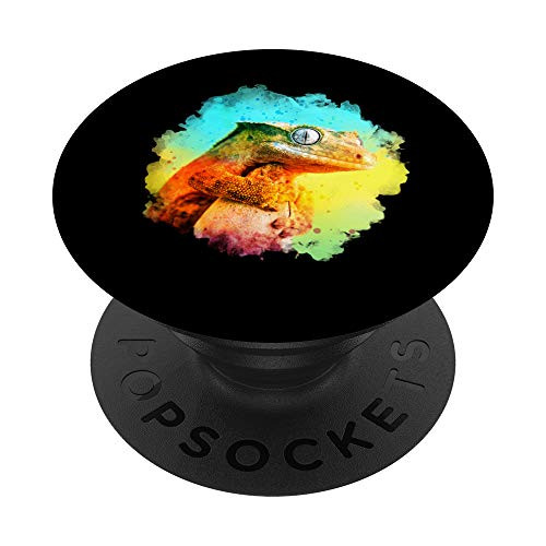 Crested Gecko Watercolor Reptile Keeper PopSockets PopGrip  Swappable Grip for Phones  and  Tablets