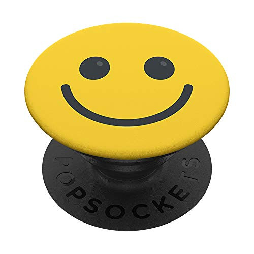 Yellow Smiling Face Retro Happy Vintage 90_s Party Gift PopSockets Grip and Stand for Phones and Tablets