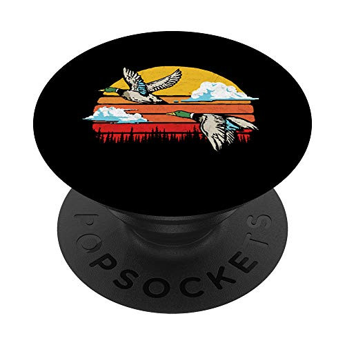 Duck Hunting Vintage 80_s Sun Funny Retro Mallard Hunter PopSockets Grip and Stand for Phones and Tablets