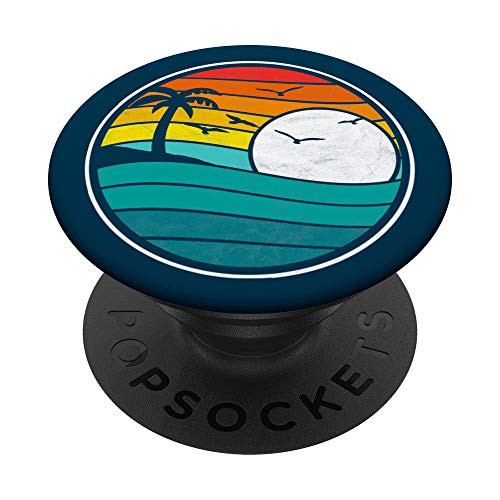 Retro Eighties Beach  and  Surf Graphic 80_s PopSockets Grip and Stand for Phones and Tablets