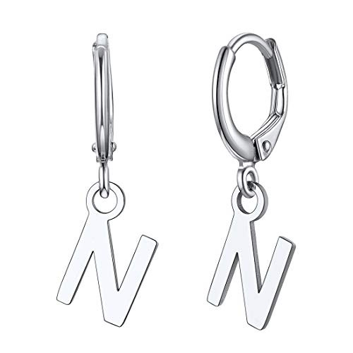 ChicSilver 925 Sterling Silver Initial Earrings Small Huggie Hoops for Girls  Hypoallergenic A to Z Alphabe Letter Earrings for Women -Initial N- ChicSilver 925 Sterling Silver Initial Earrings Small Huggie Hoops for Girls  Hypoallergenic A to Z Alphabe Letter Earrings for Women -Initial N-