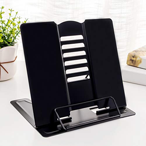 MSDADA Desk Book Stand Metal Reading Rest Book Holder Adjustable Cookbook Documents Holder Portable Sturdy Bookstands for Recipes Textbooks Tablet Music Books with Page Clips -Black- MSDADA Desk Book Stand Metal Reading Rest Book Holder Adjustable Cookbook Documents Holder Portable Sturdy Bookstands for Recipes Textbooks Tablet Music Books with Page Clips -Black-