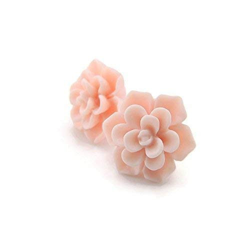 Succulent Earrings on Plastic Posts for Metal Sensitive Ears  13mm Pale Pink