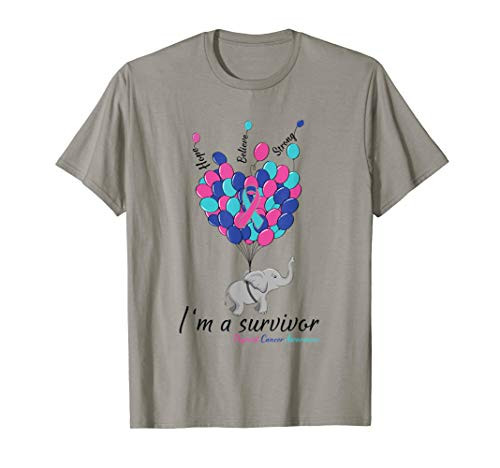 Elephant I_m a Survivor Heart Thyroid Cancer Awareness gift T-Shirt