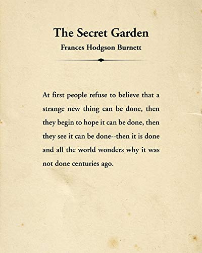 The Secret Garden Book Quote by Frances Hodgson Burnett Wall Decor Art Print - 8x10 unframed typography book page print - great gift for book and literary fans