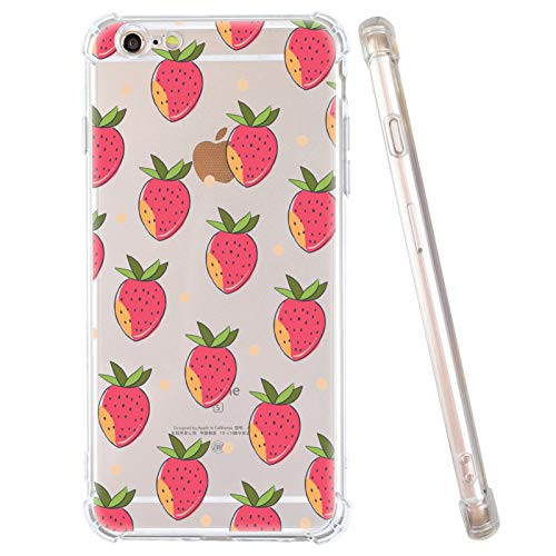iPhone 6S Plus Case  iPhone 6 Plus Case Clear Strawberry Fruit Pattern Design Soft Flexible TPU Bumper Shockproof Transparent Protective Fruits Cover Case for iPhone iPhone 6S Plus iPhone 6 Plus