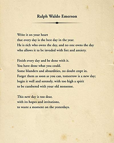 Ralph Waldo Emerson Write It On Your Heart Quote Wall Decor Art Print - 8x10 unframed typography book page print - great gift for book and literary fans